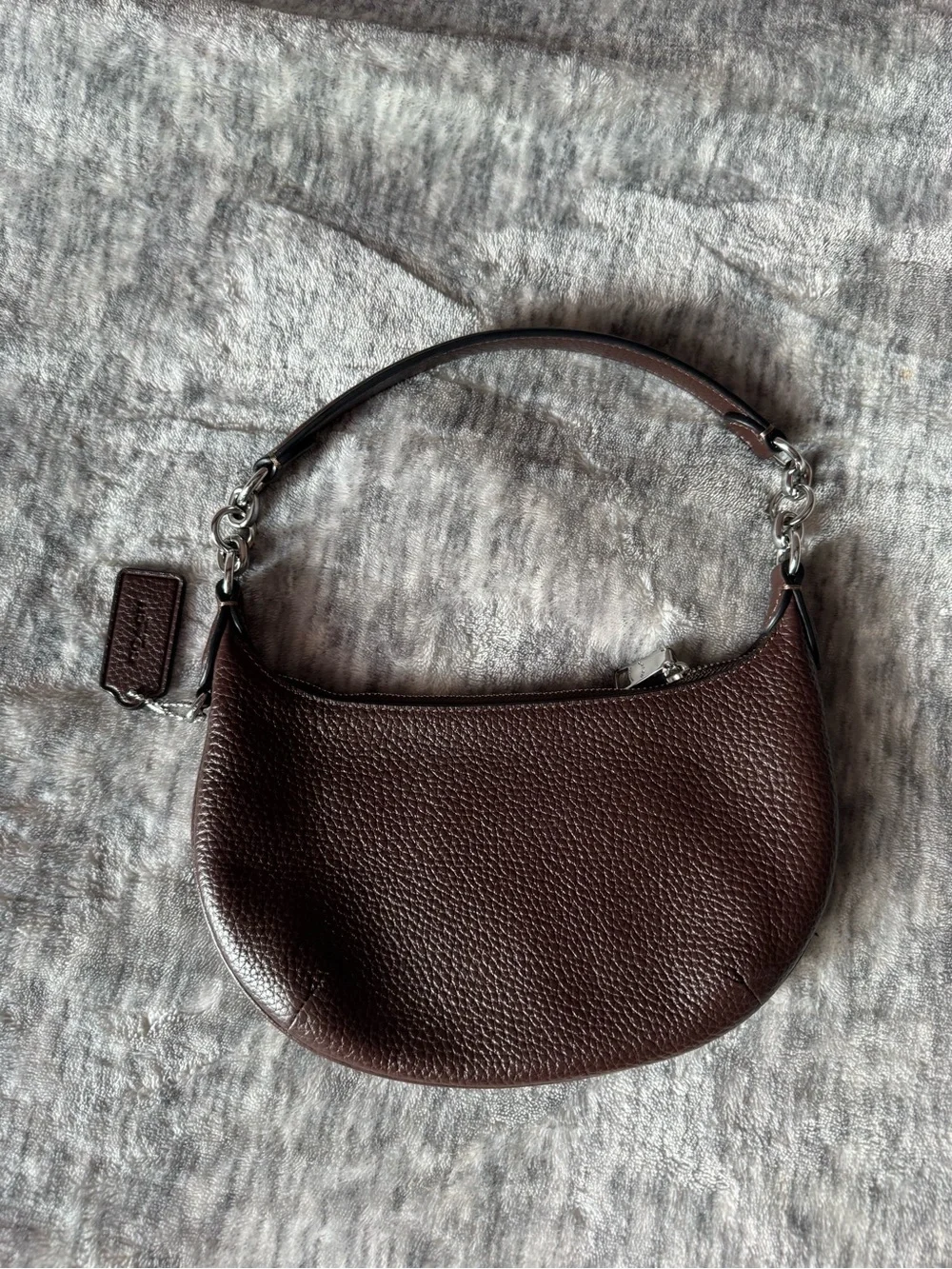 Coach Payton Mini Pebbled Leather Brown Hobo Shoulder Bag